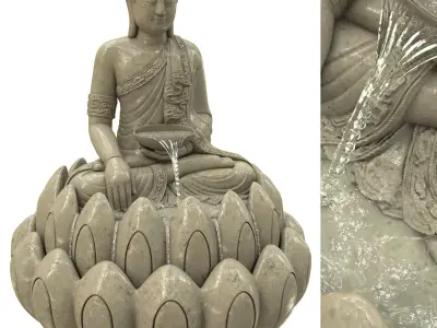 Buddha Lotus Fountain 3D model
