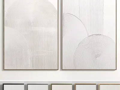 Plaster Two Photo Frame E-46 Low-poly 3D model