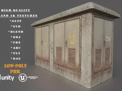 Old Transformer  Box Low-poly PBR Game Ready 3D Model Low-poly 3D model