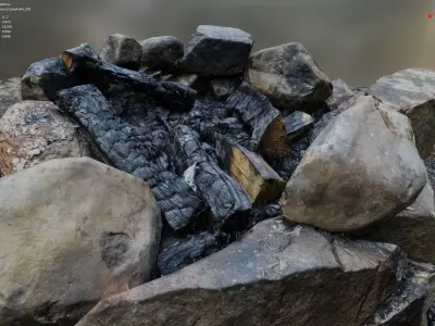 Campfire Pit - 8K Textures - 7 Mesh Resolutions  3D model