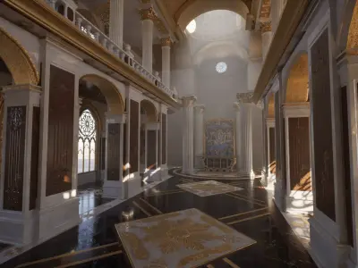 Cathedral Interior Environment - Unreal Engine 5 Low-poly 3D model