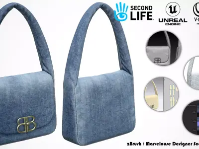 Balenciaga Handbag  Denim  Low-poly 3D model