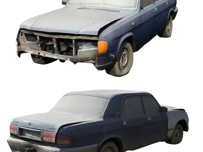 Old Soviet Car Volga Low-poly 3D model
