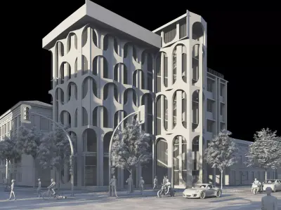 Classic stone facade-Building Classic Facade Element 3D model buy