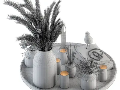 Decorative Set Wheat in Tray - Set 54 3D model