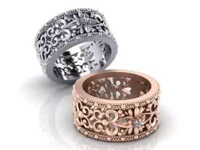 floral eternity jewelry ring 3D print model