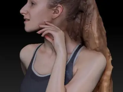 Young sporty woman smiling 51 Low-poly 3D model