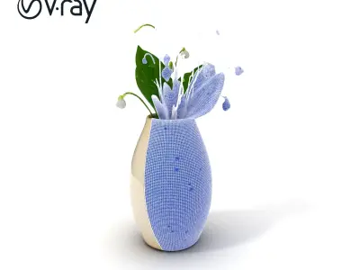 Elegant Lily of the Valley Vase Model Pack Low-poly 3D model