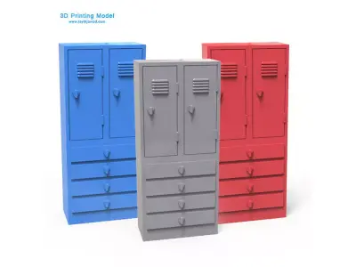Locker with drawers 3D print model