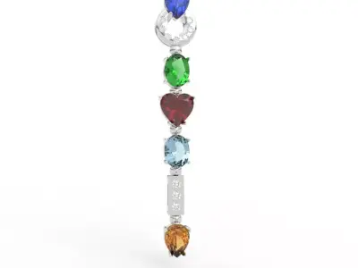 Multicolor Gemstone Pendant Necklace 3D print model