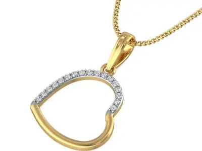 Solitaire Women HEART Pendant 3dm STL OBJ FBX Renders Details 3D print model buy