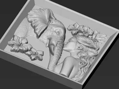Elephant and a Girl A53 3D print model