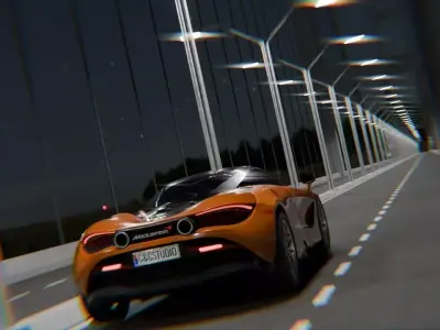 MCLAREN CAR STREET FULL SCENE 3D model