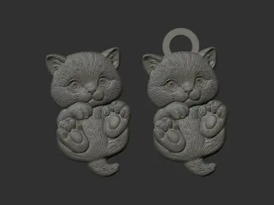 cute cat keychain cnc model 3D print model