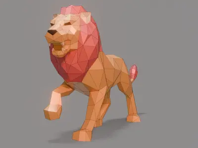Polygonal Lion Low-poly 3D model