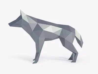Low Poly Wolf in polygons Low-poly 3D model