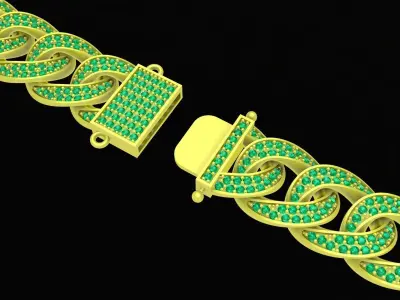 Luxury Cuban Link Bracelet With Pave Clasp Jewelry 4135 3D print model