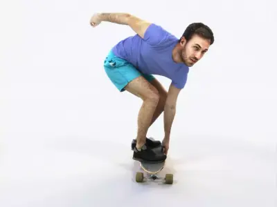 Flow 03A Riding a Skateboard Sports Man Low-poly 3D model