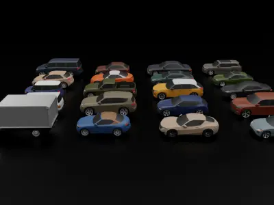 Low Poly Car Pack - 20 VEHICLES Low-poly 3D model