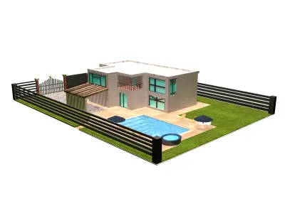 Mansion modern house with swimming pool 3D model