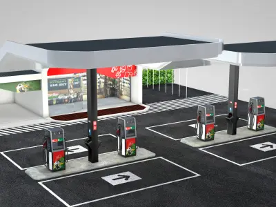 Building - Gas Station and Store 3D model