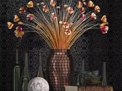 Tableware flowers in vase 3D model