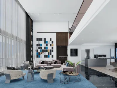 Modern minimalist villa 3D model purchase