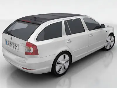 Skoda Oktavia green E-line Low-poly 3D model