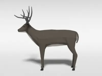 Low Poly Cartoon White-tailed Deer Low-poly 3D model