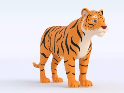 Cartoon Tiger Low-poly 3D model