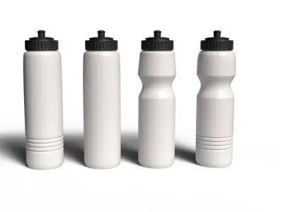 4 Sport Water Bottles 3D Model Low-poly 3D model