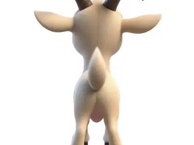 Adorable Cartoon Baby Goat Stylized 3D Character Low-poly 3D model