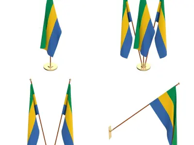 Gabon Flag Pack 3D model
