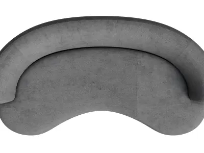 Curved Gray Fabric Sennon Sofa 3D model