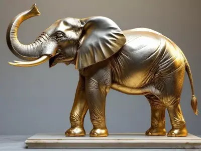 The Ultimate Luxury Decor Substantial Intricately Gold Elephant 3D print model