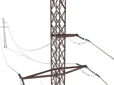 Electricity Pole 28 Weathered Low-poly 3D model