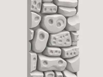 High Poly Jagged Stone Panel 3D model