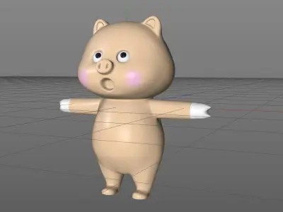  Selling cute pigs---C4D modeling binding 3D model