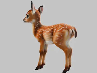 Realistic Deer Fawn 3D Model Low-poly 3D model