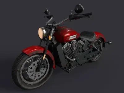 Realistic 3d Bike indian scout motorcycle Low-poly 3D model