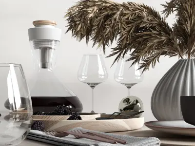 Table settings with reed 3D model