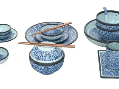 Decorative Tableware Set 1 Low-poly 3D model
