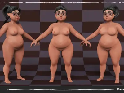 Combo Body Male and Female Fat Stylized 3D Model Collection