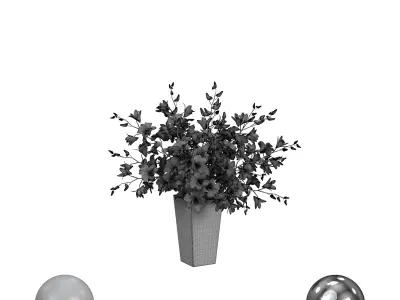 Orchid Flower White Dentrobium Glass Vase 3D model