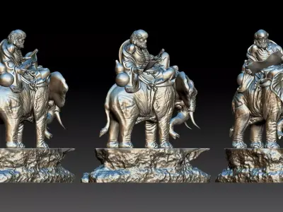 Arhat riding elephant  3D print model