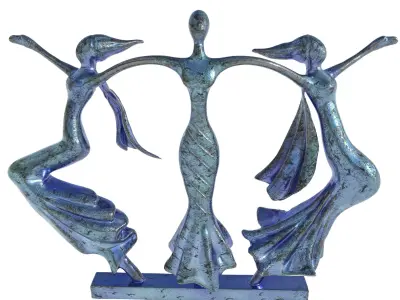 Three person dance sculpture Low-poly 3D model