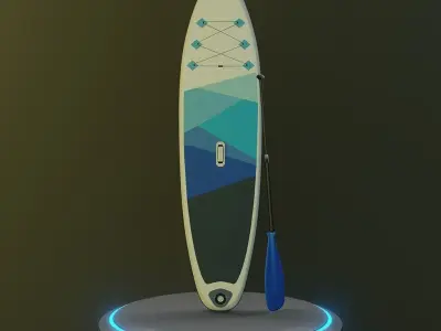 Inflatable Stand-up Paddle Board Low-poly 3D model
