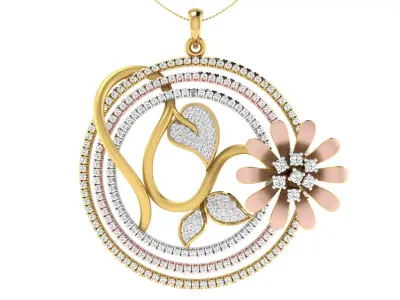 Solitaire Women Pendant 3dm STL OBJ FBX Renders Details 3D print model