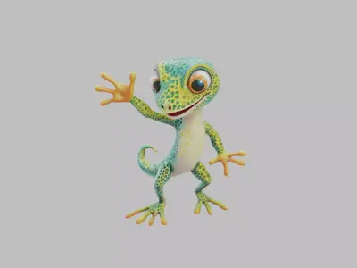 Cartoon Gecko Character 3D model