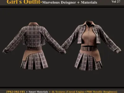 Girls Outfit- MD-Clo3d -Material - Textures - OBJ - FBX 3D model